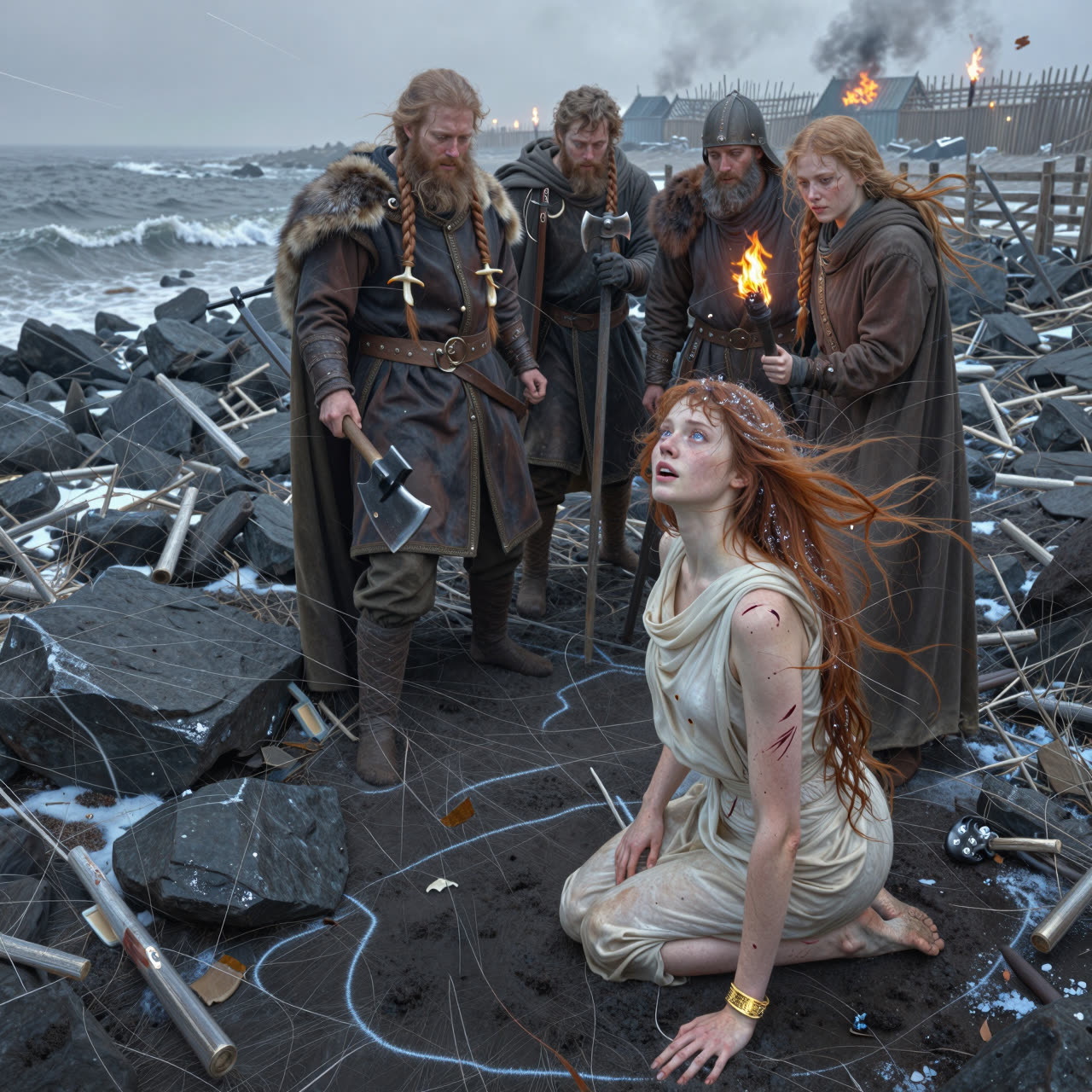 The Vikings on the shore