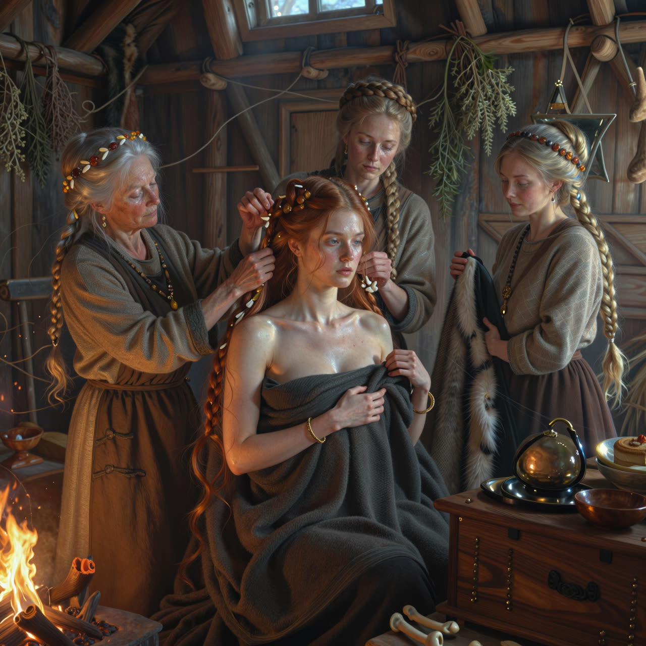 Naya being prepared by the women of the village