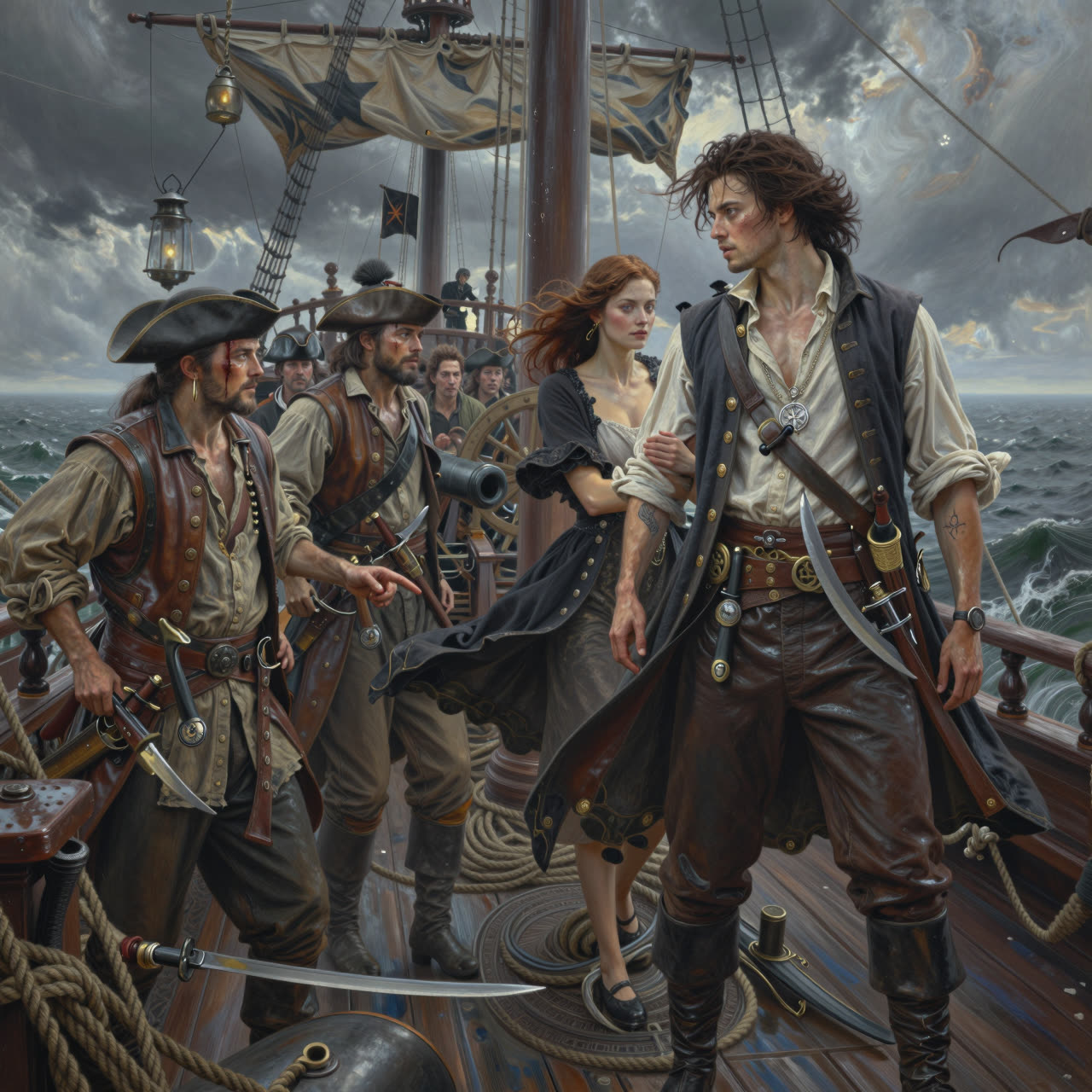 The crew confronting Elias