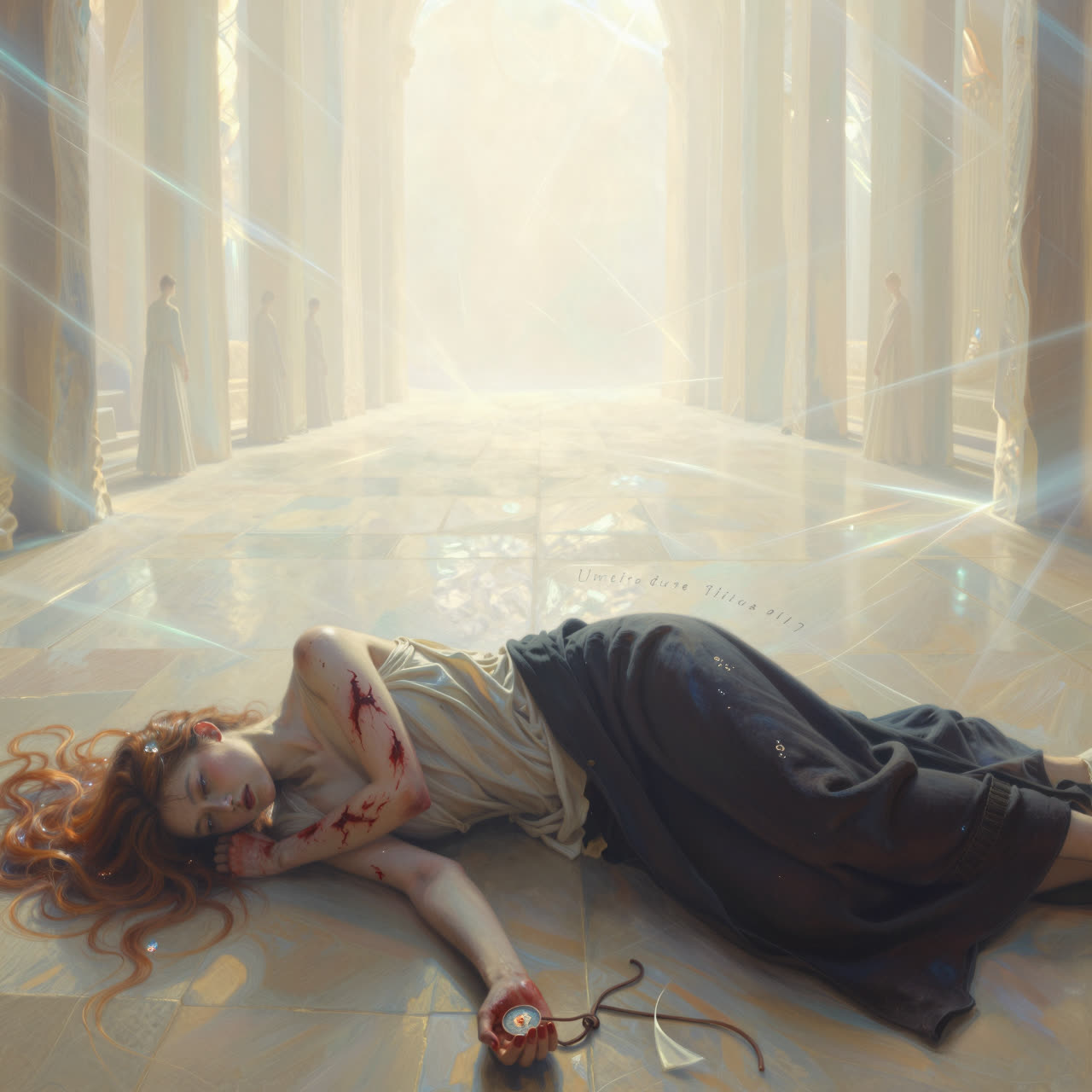 Naya alone on pale stone